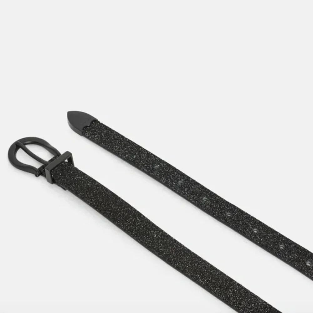 AllSaints Luna Sparkle Skinny Leather Black Western Belt Size Medium NWOT